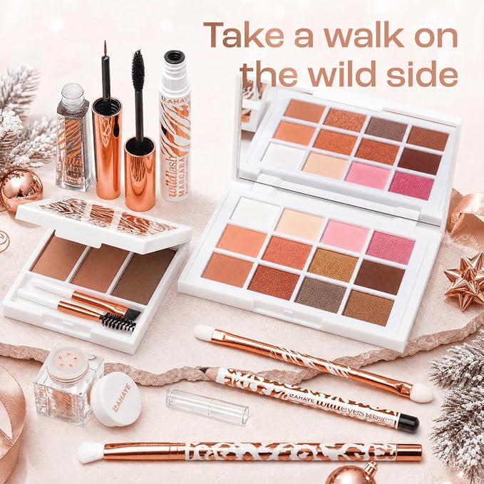 Calendrier de l'Avent beauté « WILD X-MAS » LAHAYE, coffret cadeau, 24 surprises maquillage et cosmétiques haut de gamme emballées individuellement pour Noël,