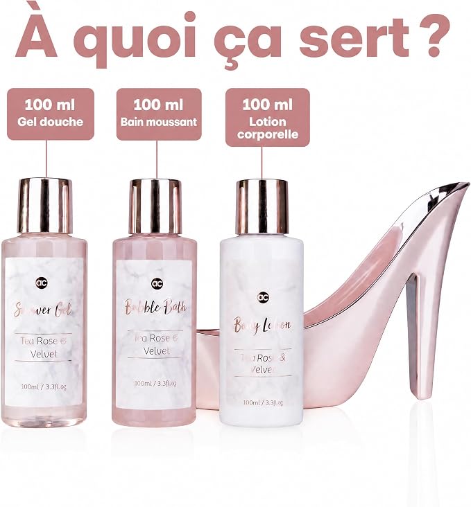Accentra set de bain MARBLE chaussure rose doré blanche Tea Rose & Velvet