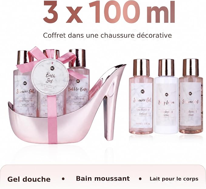 Accentra set de bain MARBLE chaussure rose doré blanche Tea Rose & Velvet