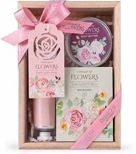 Coffret trio cosmétique Accentra coffret cadeau en bois 100 g sels de bain roses et pétales blancs