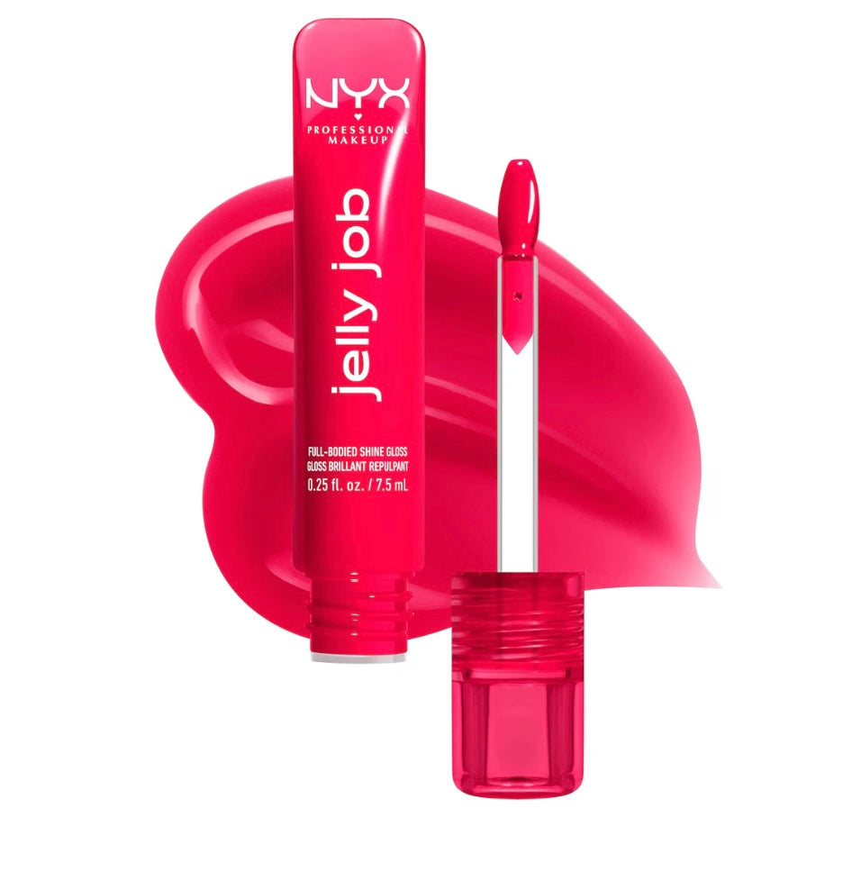 NYX Professional Makeup Jelly Job Gloss Haute Brillance Cherry Jelly 14
Formule infusée peptides, Applicateur spatule silicone K-beauty, Vegan sans ingrédients animaux, Parfum cerise