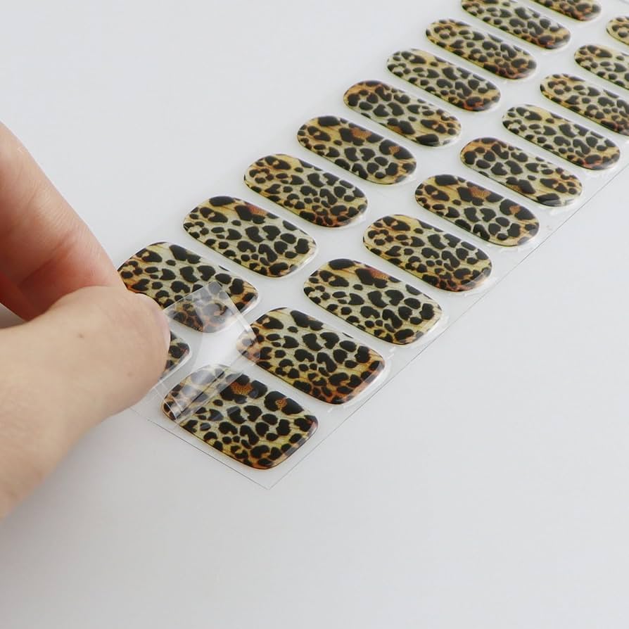 JMEOWIO Lmprimé Léopard Stickers Ongles Gel Nail Stickers Semi-durci Autocollant Ongle Gel Uv Deco Ongle Nail Art Design Manucure