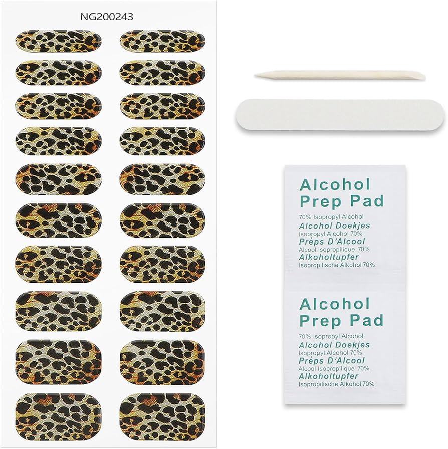 JMEOWIO Lmprimé Léopard Stickers Ongles Gel Nail Stickers Semi-durci Autocollant Ongle Gel Uv Deco Ongle Nail Art Design Manucure