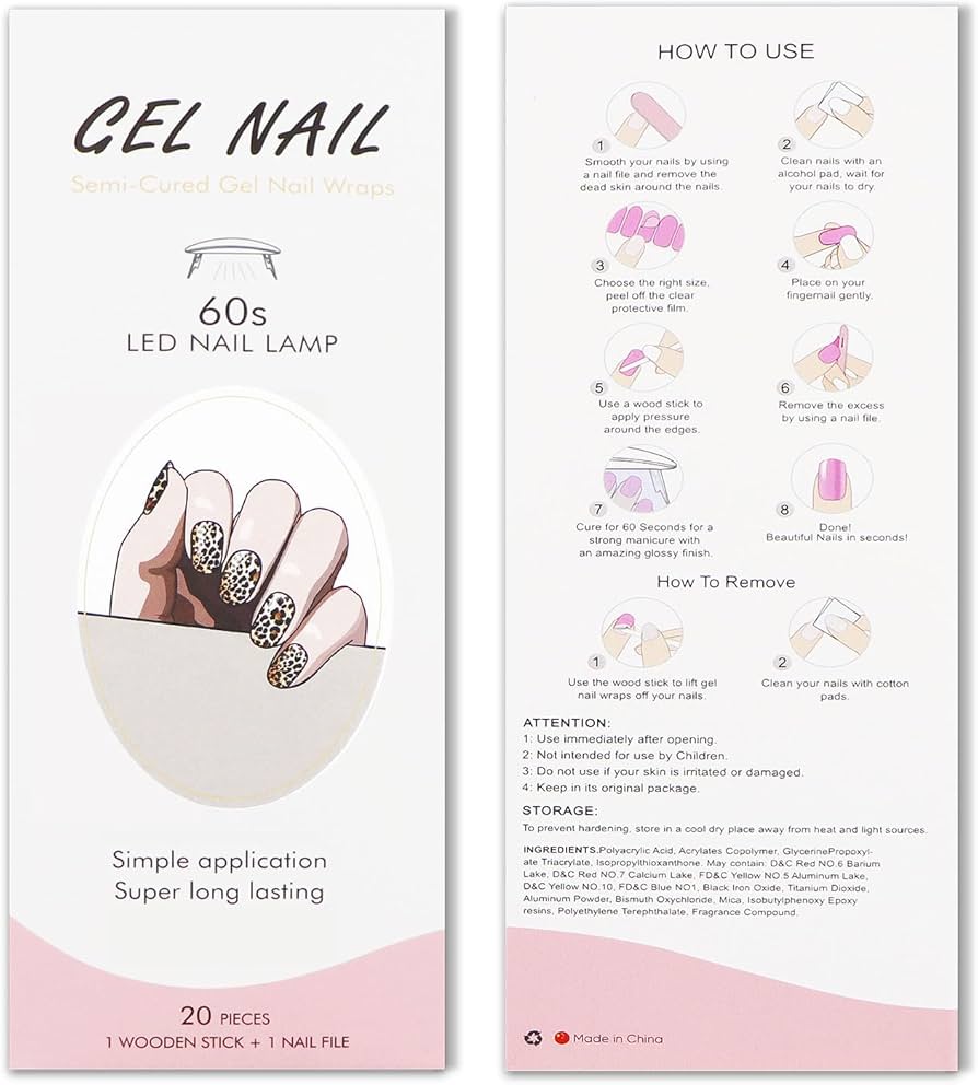 JMEOWIO Lmprimé Léopard Stickers Ongles Gel Nail Stickers Semi-durci Autocollant Ongle Gel Uv Deco Ongle Nail Art Design Manucure