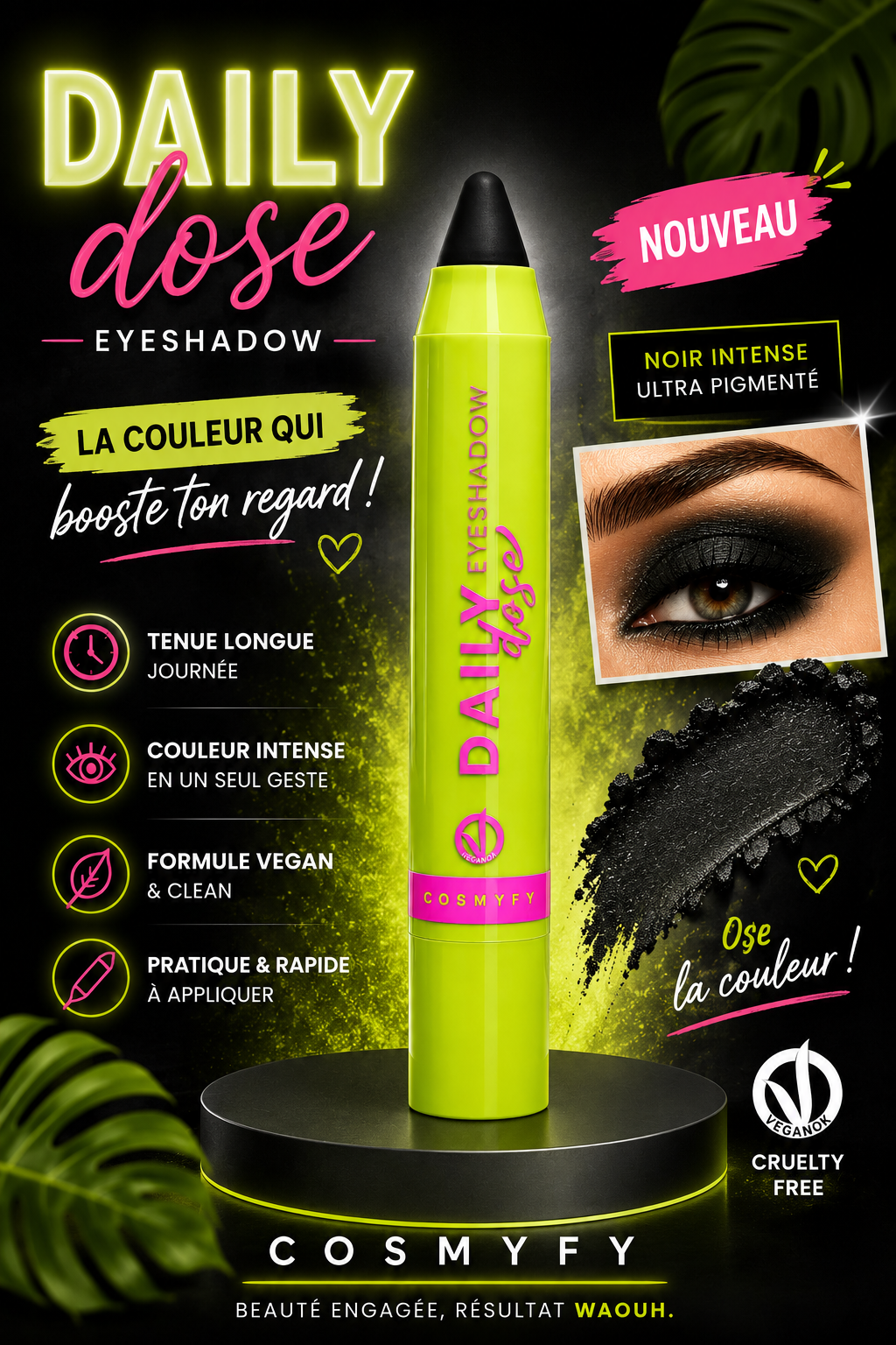 Stick à fards à paupières vegan avec ingrédients naturels