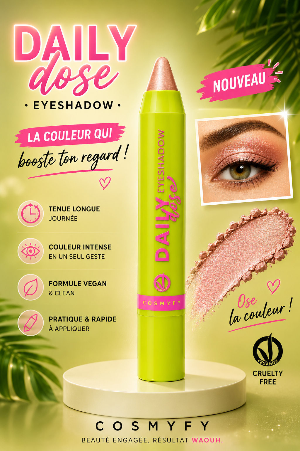 Stick à fards à paupières vegan avec ingrédients naturels
