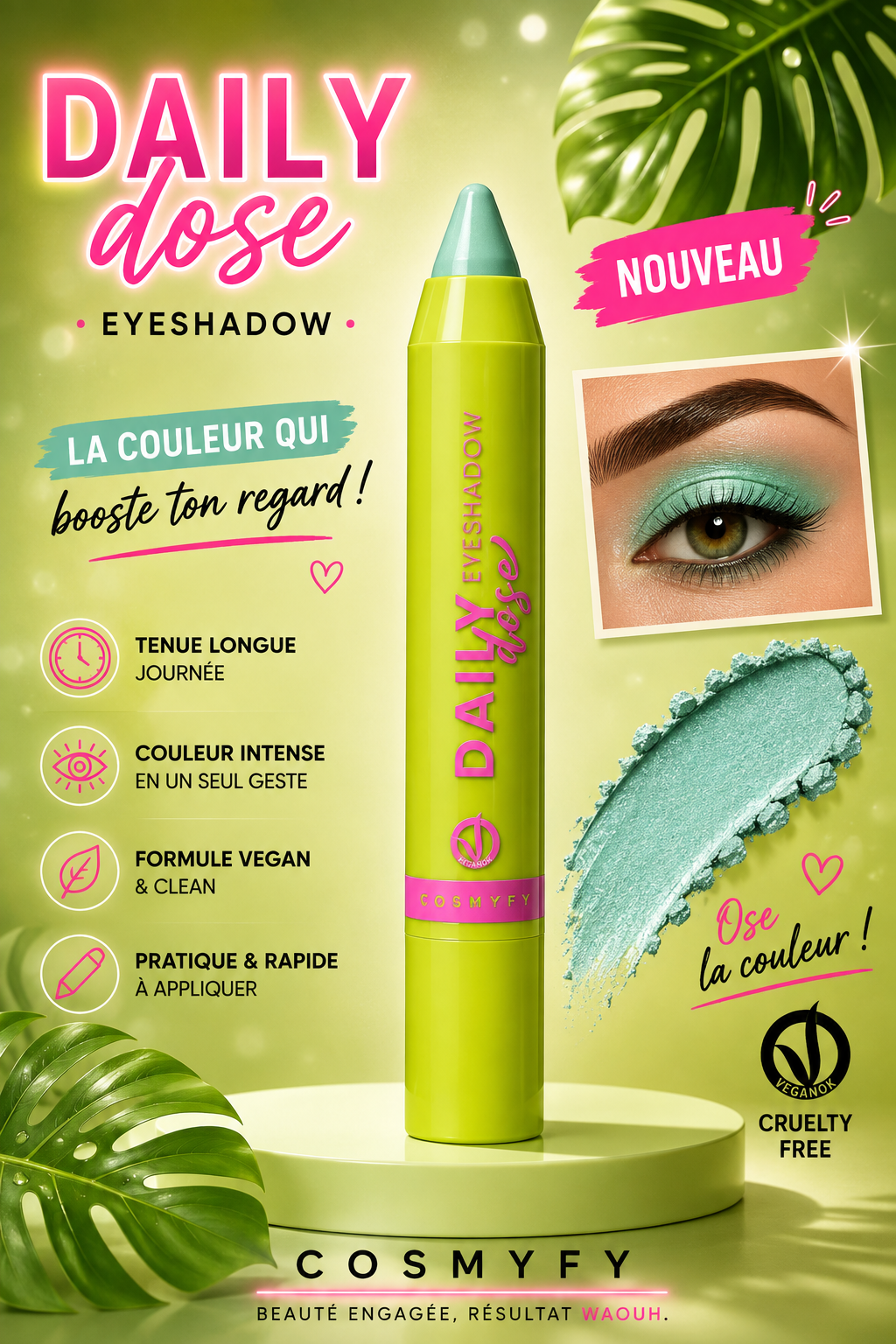 Stick à fards à paupières vegan avec ingrédients naturels