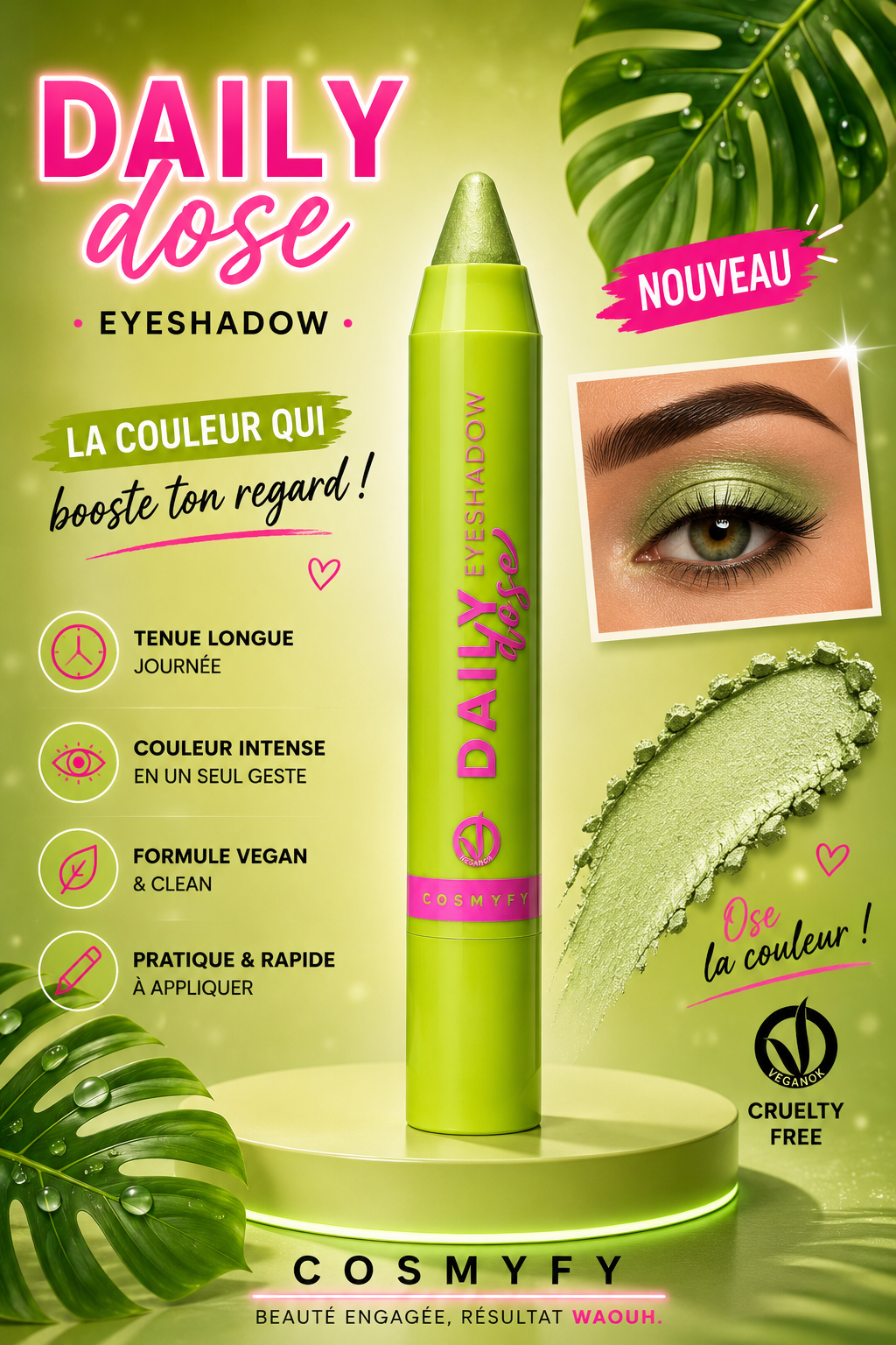 Stick à fards à paupières vegan avec ingrédients naturels