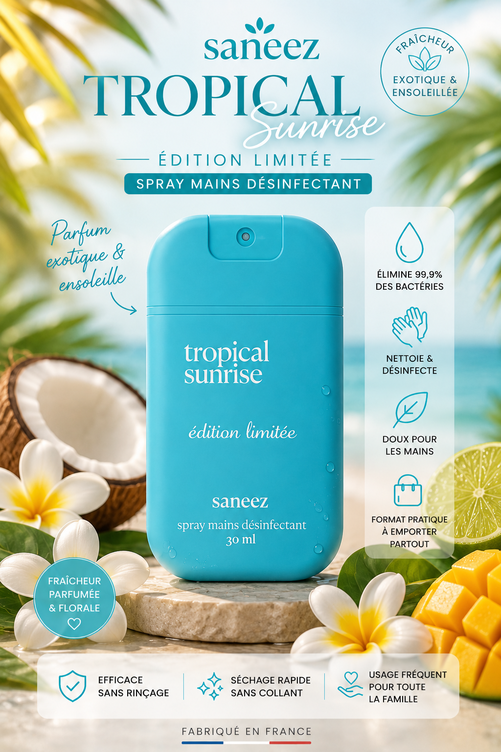 Spray Désinfectant Mains - Pêche, 30ml