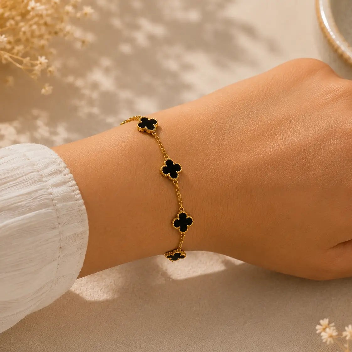 Bracelet multi-stations Trèfle - plaqué or