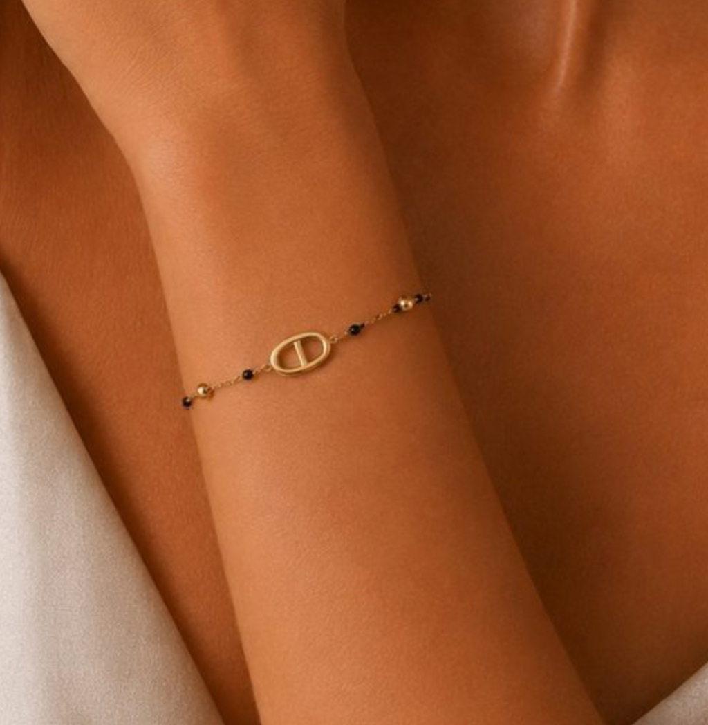 Bracelet cylindre perlé boule — Or