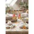 Boucles d’Oreilles Trèfle Doré & Perles Roses Créoles