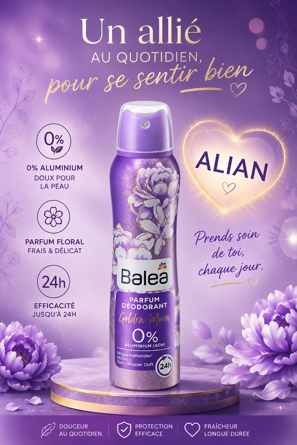 Balea Golden Moon déodorants 0 % aluminium 150 ml 300 ml Henrique alian