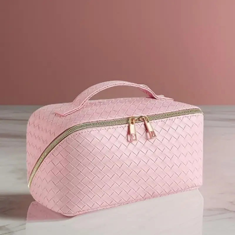 SI-26420 Trousse de voyage pour maquillage et cosmétiques en similicuir végétalien tressé Zenana Consgt.