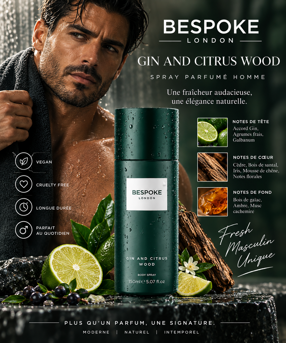 Spray Parfumé Homme Bespoke Gin & Agrumes - 150ml