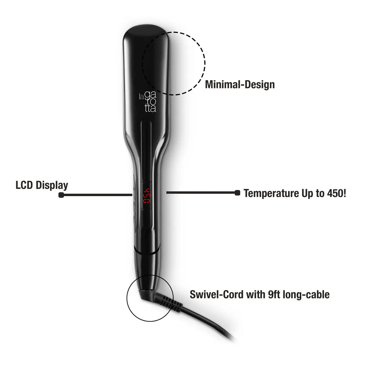 Fer plat pour cheveux Nano Titanium La Garotta. LCD 2"